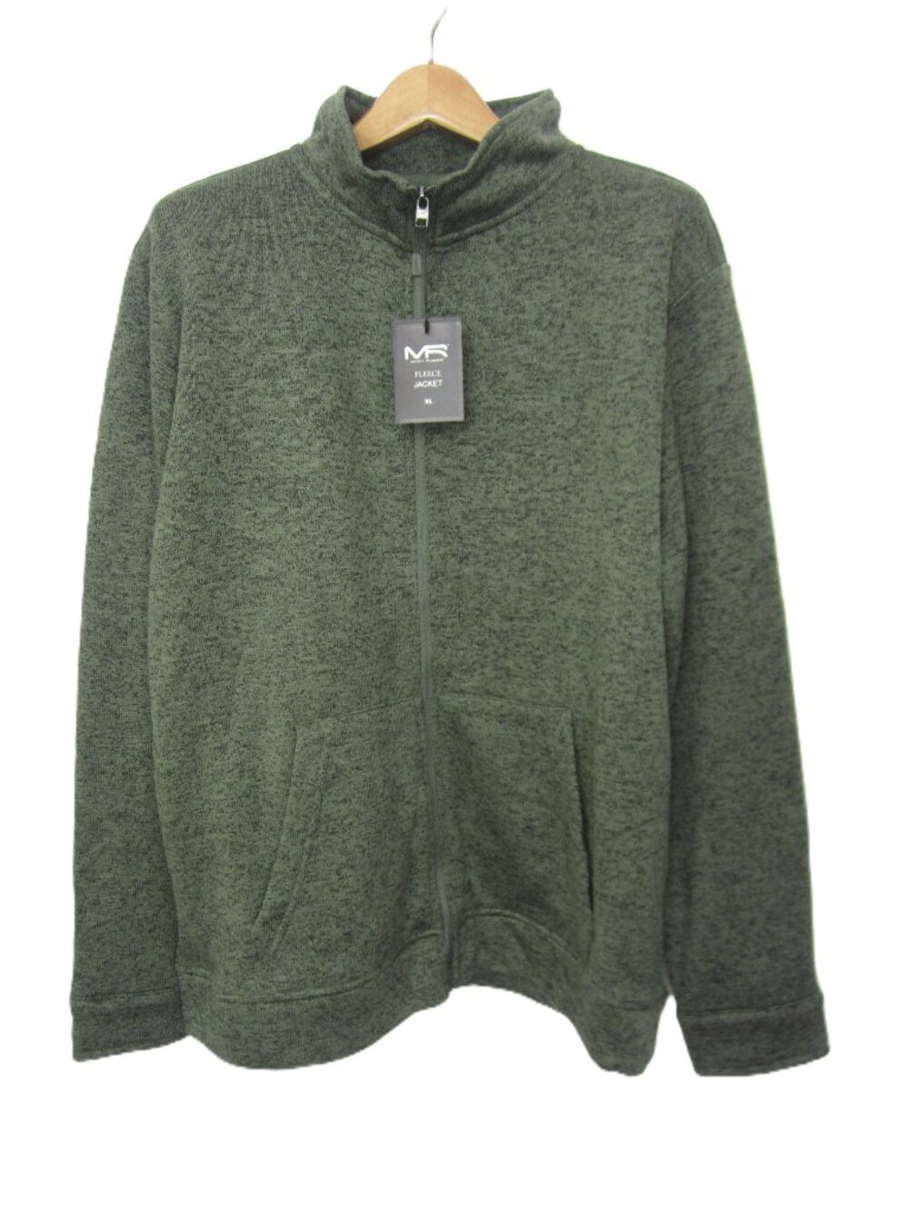 Mack Russo NEW XL Full Zip Fleece Jacket Mens Green Knit Casual Sweater MockNeck
